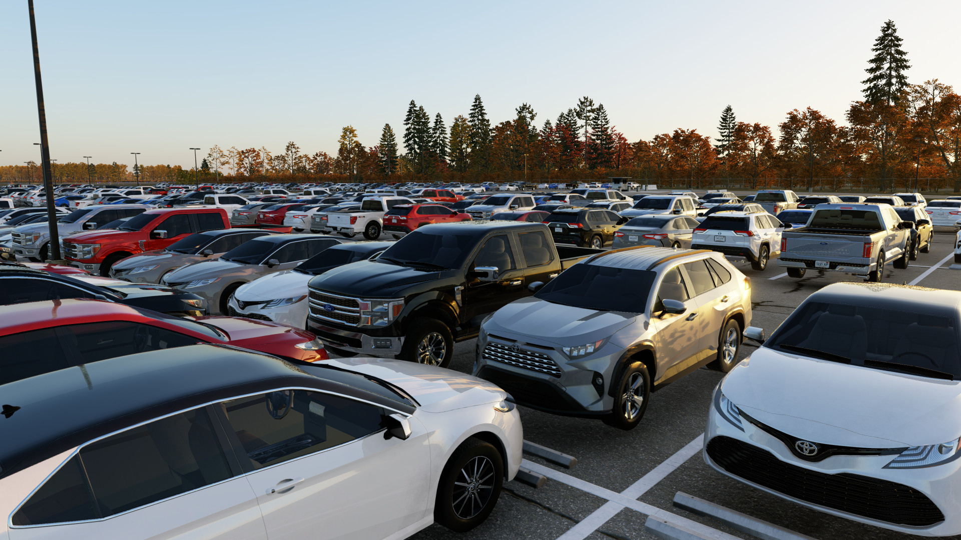Parking lot with realistic cars in X-Plane 12 with AEP Airport Enhancement Package