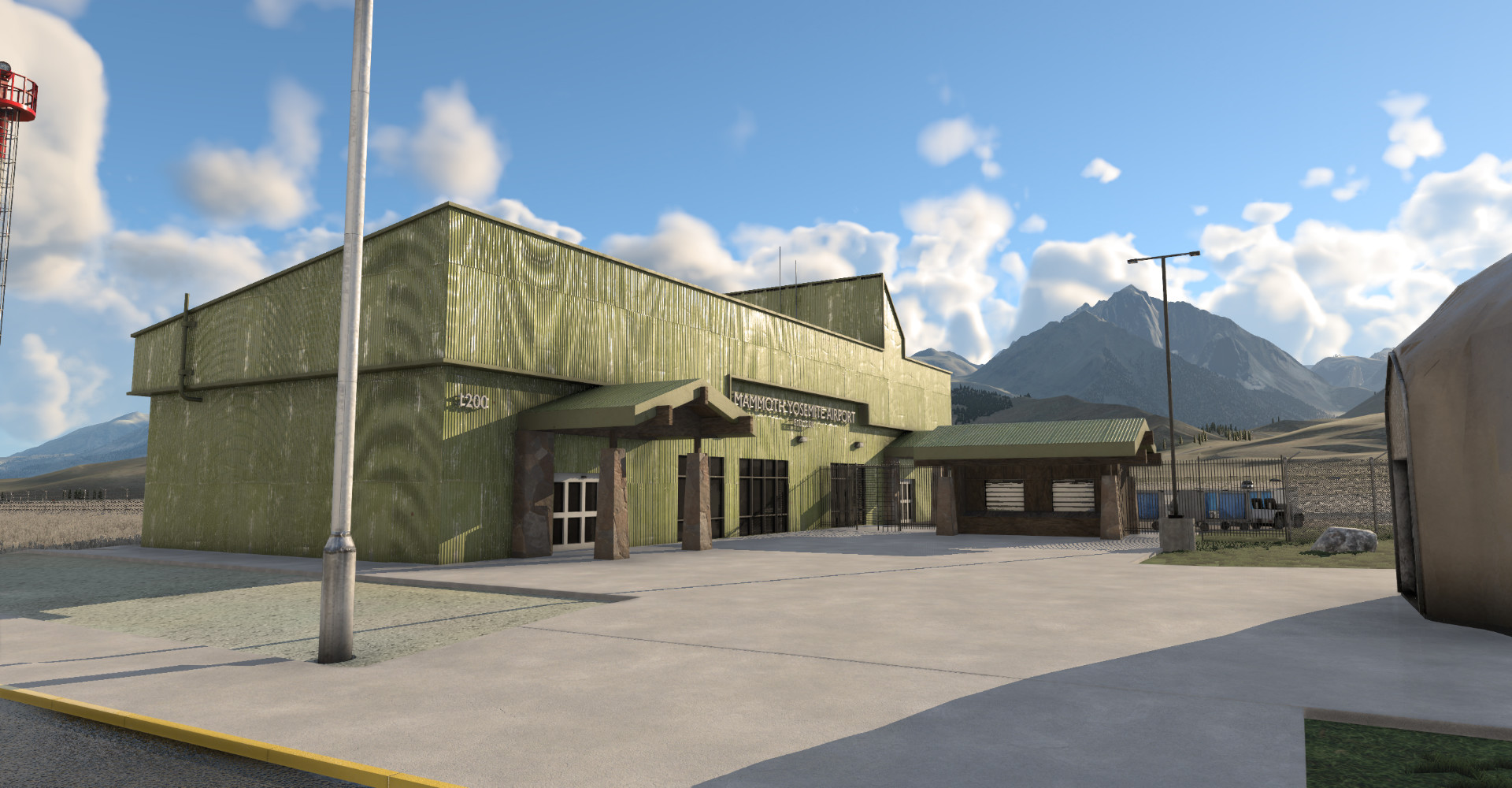 Arial view of Mammoth Yosemite Airport in X-Plane