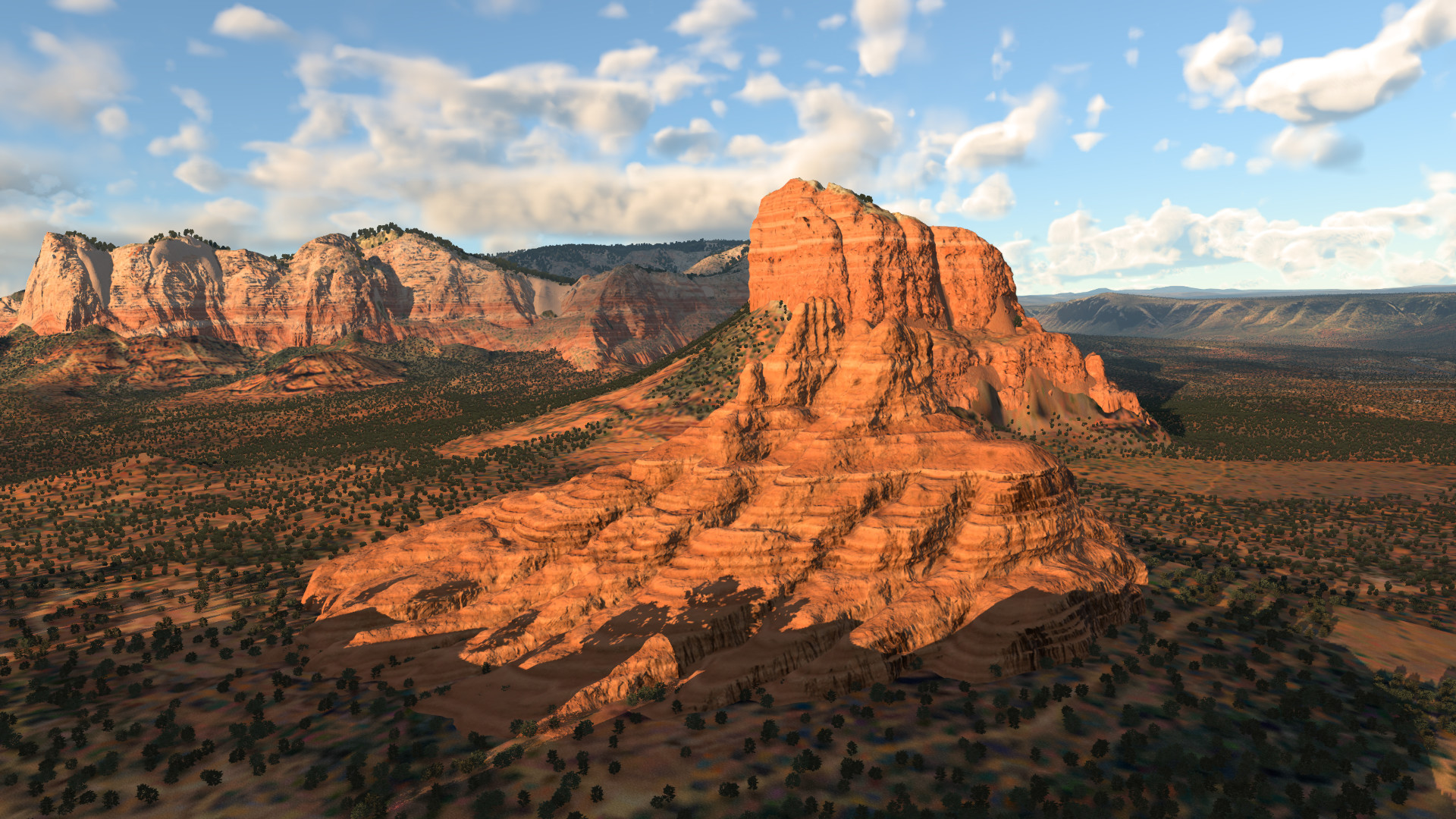 Arial view of Bell Rock in Sedona, Arizona in X-Plane